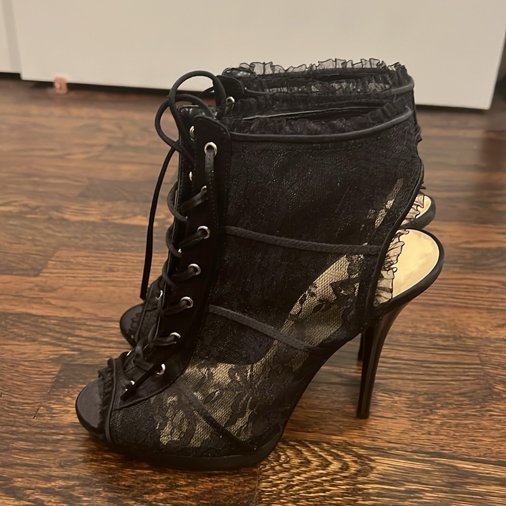 Elegant Black Lace Stiletto Heels